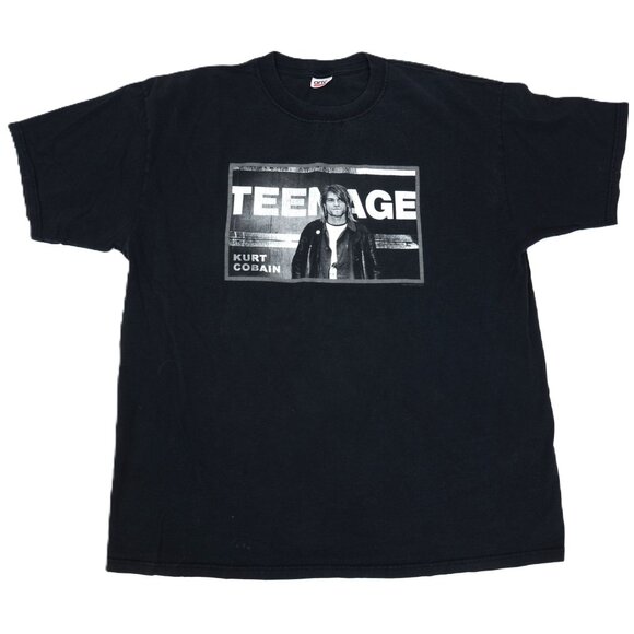 Vintage 2002 Kurt Cobain Teenage End of Music T Shirt Men's L Grunge Music Tee - Picture 1 of 10